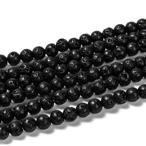 Lava Beads Black Round Beads 6mm